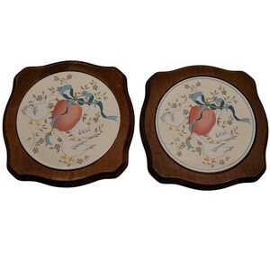 2 Vintage Marmalade Goose Ceramic and Wood Trivet or Wall Hanging *Set of 2